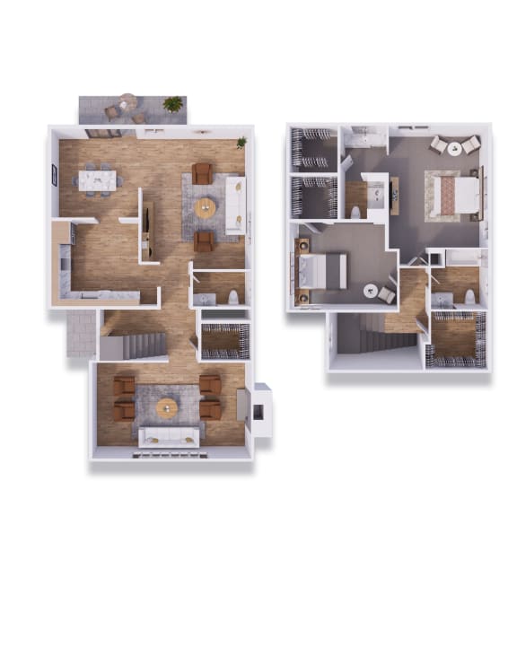 Floor Plan  2 bed 2.5 bath townhouse 1879 square feet at Willow Creek, Kansas City, MO, 64114