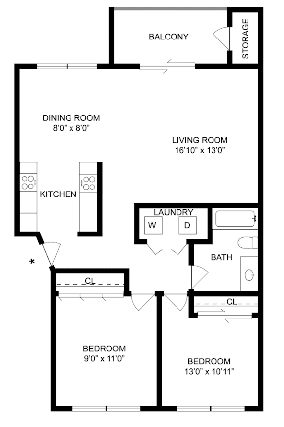 Beverly Floor Plan at Timber Creek Apartments, Portland, 97229