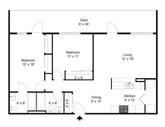Picardy Floor Plan at Commons at Sylvan Highlands Apartments, Portland, Oregon