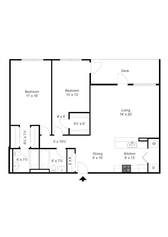 Piedmont Floor Plan at Commons at Sylvan Highlands Apartments, Portland