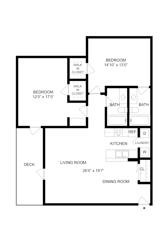 SH-Marche Floor-Plan at Commons at Sylvan Highlands Apartments, Portland, Oregon