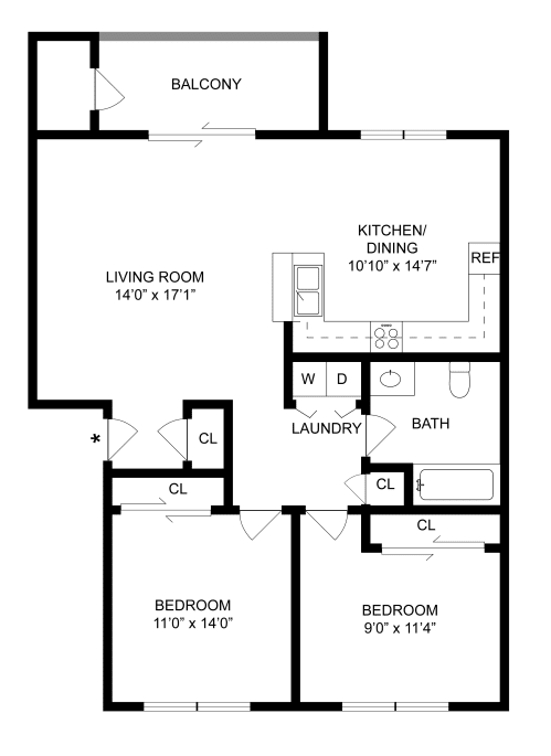 Whitby Floor Plan at Timber Creek Apartments, Portland, Oregon