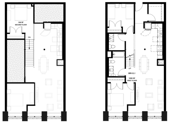 two floor plans of a house