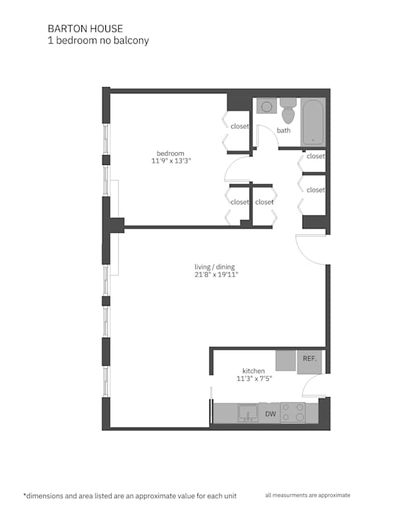 a floor plan of a unit with a bedroom and a living room