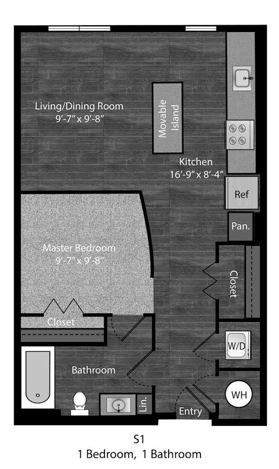 Ellison Studio with dimensions