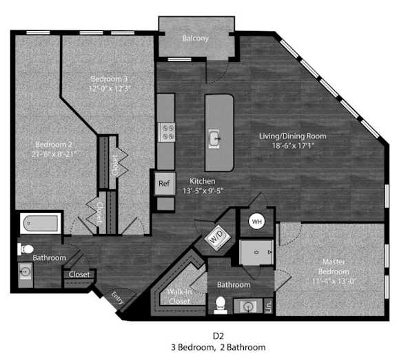 Melville 3 Bedroom with dimensions