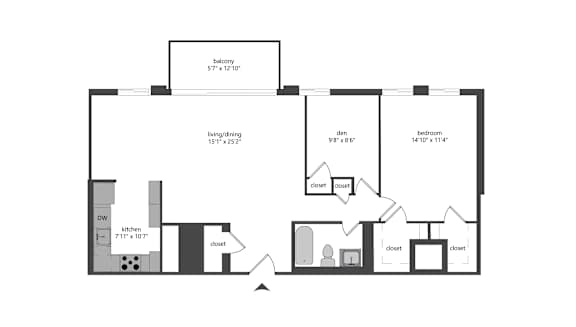 1 bed 1 den tier 12