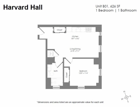 a floor plan of a unit with a bedroom and a bathroom