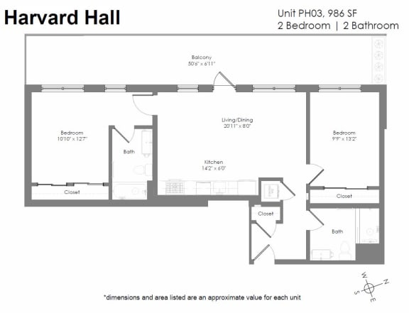 a floor plan of a unit with a bedroom and a bathroom