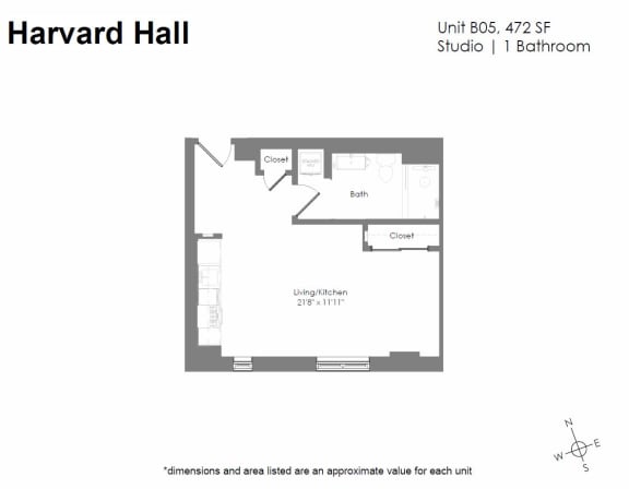 a floor plan for a bedroom with a bathroom and a closet