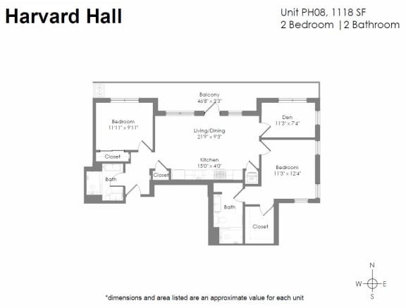a floor plan for a home with two bedrooms and a bathroom