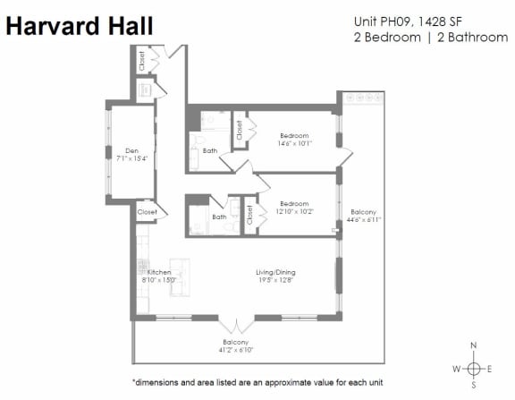 a floor plan of a unit with a bedroom and a bathroom