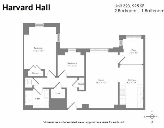 a floor plan of a bedroom apartment