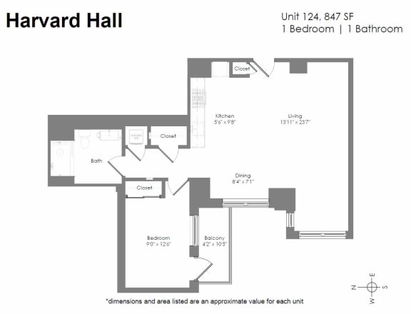 a floor plan of a unit with a bedroom and a bathroom