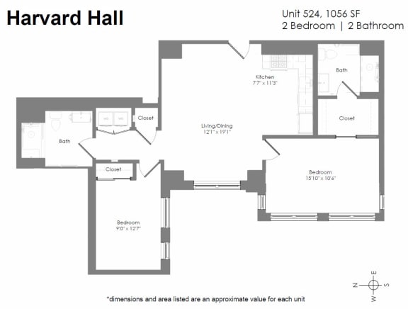 a floor plan of a unit with a bedroom and a bathroom