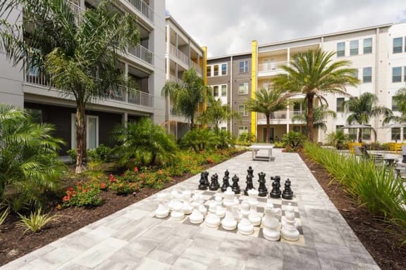 a large chess board in the middle of an apartment complex  at Fusion, Florida, 32256