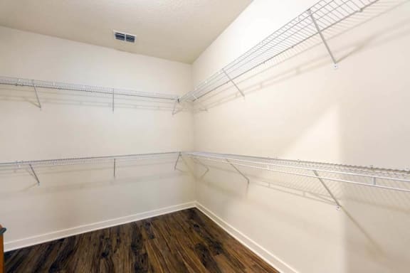our apartments have a walk in closet with plenty of room to move around  at Fusion, Jacksonville, Florida