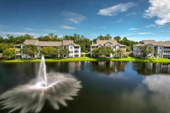 Gorgeous lake and fountain views  at Ocean Park, Jacksonville Beach, Florida