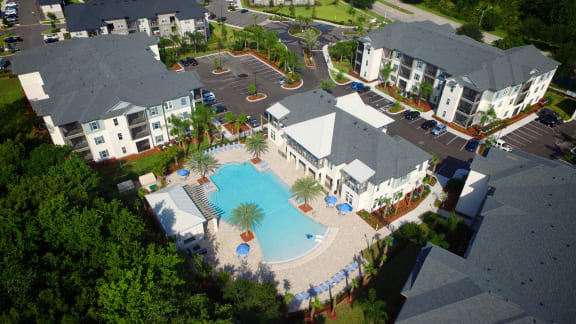Aerial View of a Resort Style Swimming Pool  at Alaqua, Jacksonville, Florida