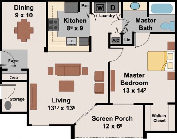 a floor plan of a house with a bathroom and a bedroom  at Ocean Park, Jacksonville Beach, 32250