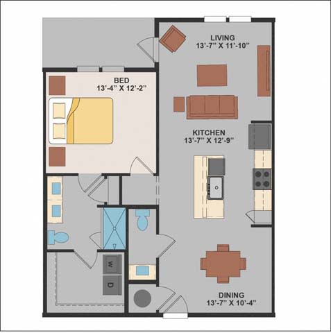 a floor plan of a small apartment  at Luxor Club, Jacksonville