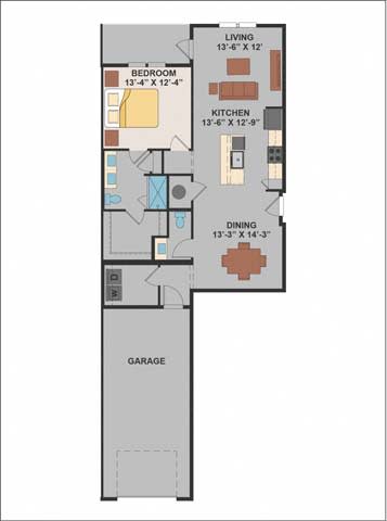 a floor plan of a small apartment  at Luxor Club, Jacksonville, Florida