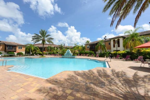 our apartments showcase a swimming pool  at Hacienda Club, Jacksonville, FL