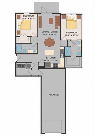 a floor plan of a small house with a garage  at Luxor Club, Jacksonville, Florida