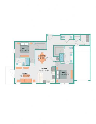 a blue and white floor plan of a house  at Palm Bay Club, Jacksonville, 32258