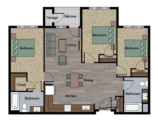 Adelante 3 Bedroom Floor Plan