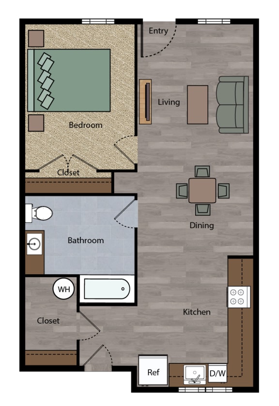 Boulevard 1 story 1 bedroom 1 bathroom Floor Plan apartment