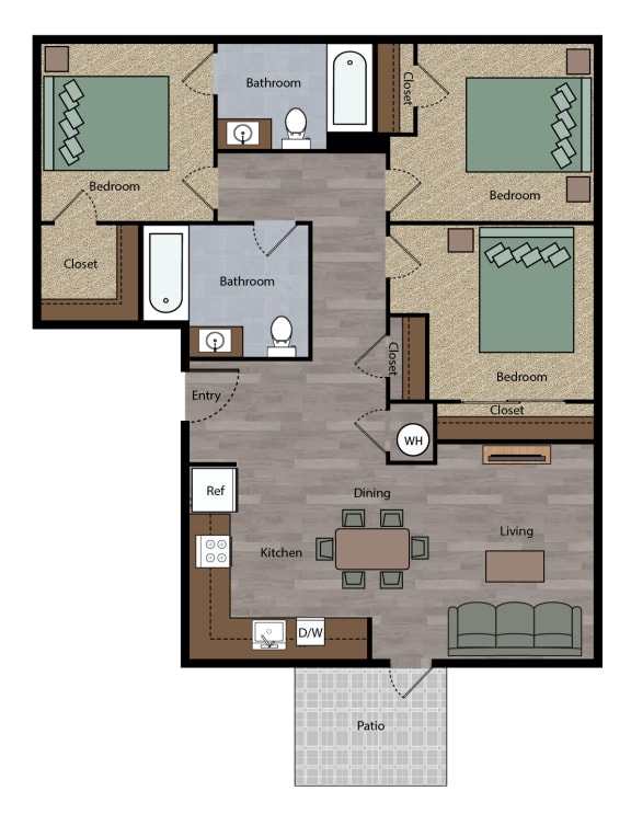 a floor plan of a two bedroom apartment