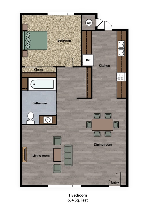 Owendale Mutual Housing Community 1-bedroom floorplan