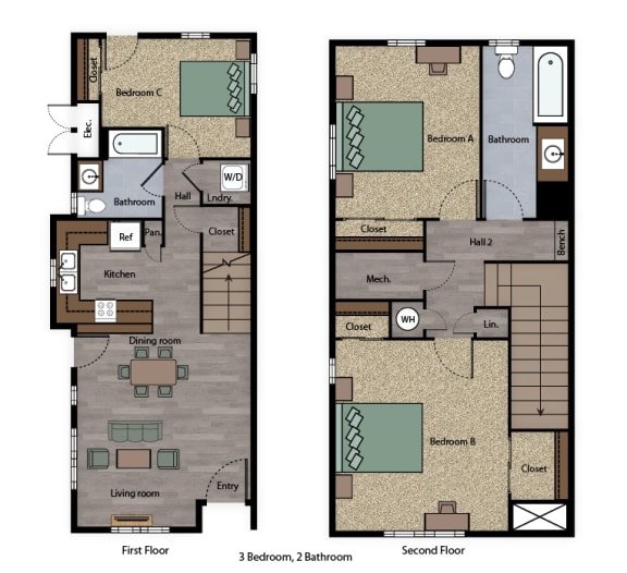 Floor Plans of Moore Village Mutual Housing Community in Davis, CA