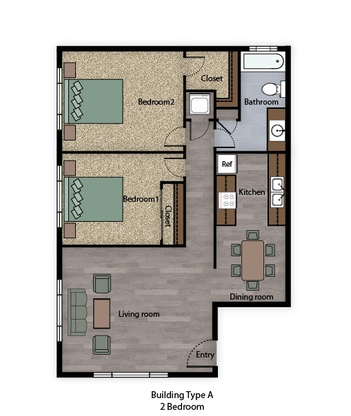 Mutual Housing on the Greenway 2-bedroom floorplan