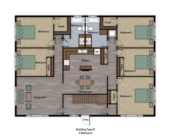 Mutual Housing on the Greenway 5-bedroom floorplan