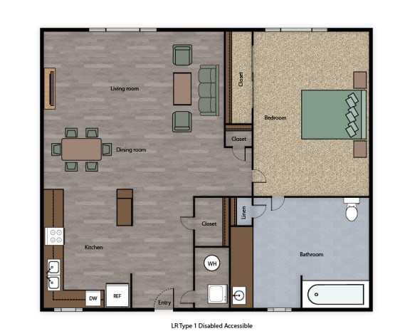 Mutual Housing at Sky Park 1-bedroom floorplan; accessible unit