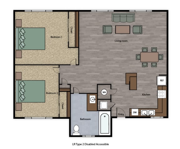 Mutual Housing at Sky Park 2-bedroom floorplan; accessible unit