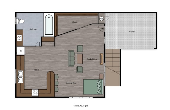 Mutual Housing at the Highlands studio floorplan