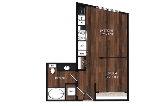Main Street Flats Apartments Phase II Studio B Floor Plan