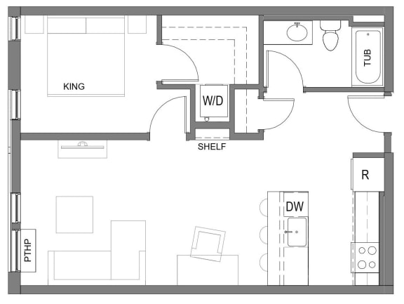The Gabe Apartments in Portland, Oregon 1A Floor Plan