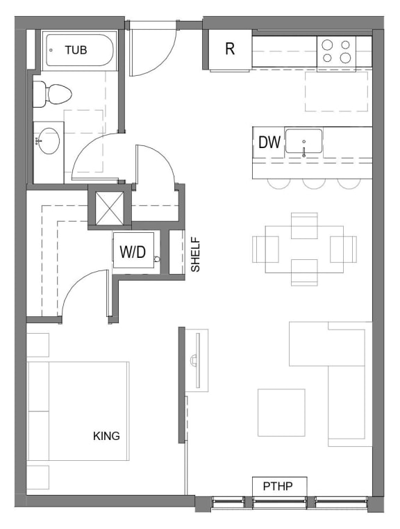 The Gabe Apartments in Portland, Oregon 1G Floor Plan
