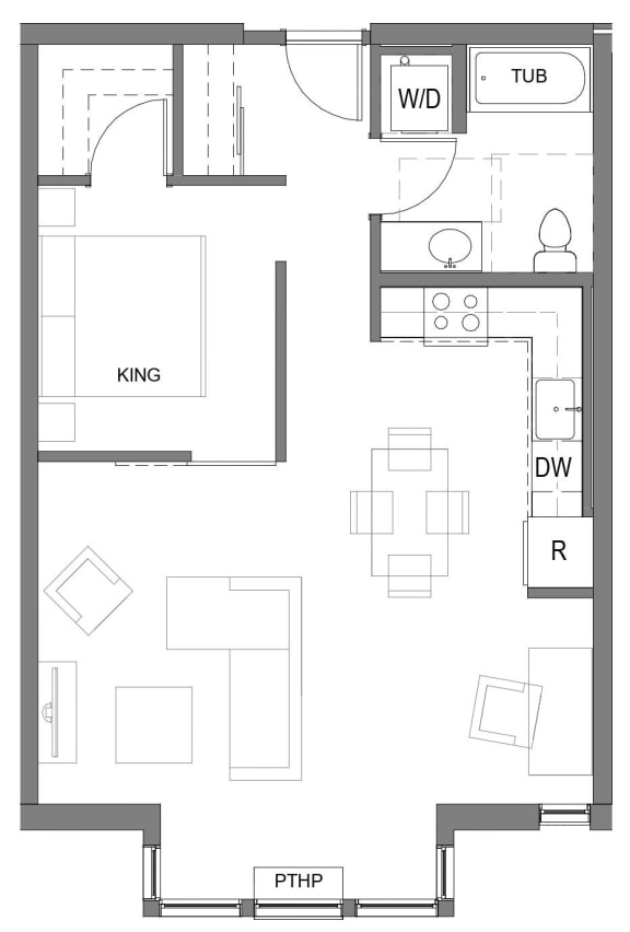 The Gabe Apartments in Portland, Oregon 1I Floor Plan