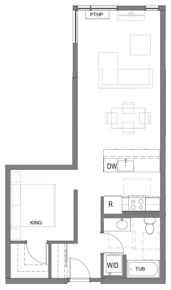 The Gabe Apartments in Portland, Oregon 1J Floor Plan