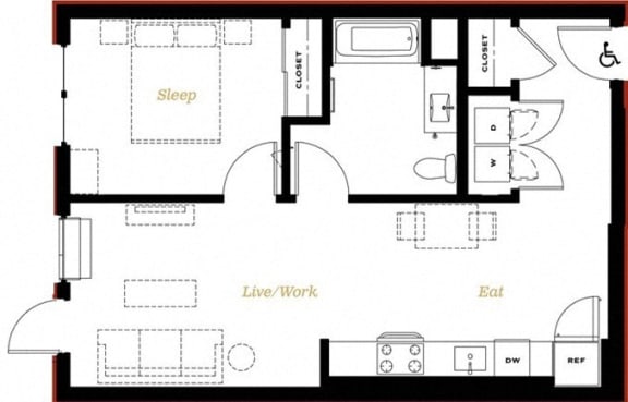 The George Besaw Apartments 1 Bedroom A Floor Plan
