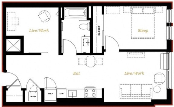 The George Besaw Apartments 1 Bedroom C Floor Plan