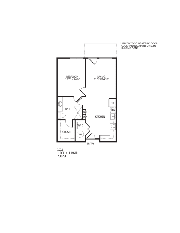 TriVista on Speer Apartments 1C1 Floor Plan