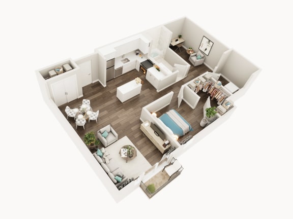 Floor Plan  Lux Apartments Floor Plan One Bedroom One Bathroom With Den N