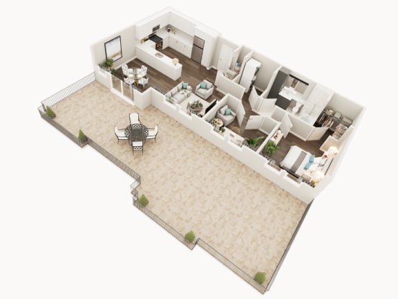 Lux Apartments Floor Plan One Bedroom One Bathroom With Den P