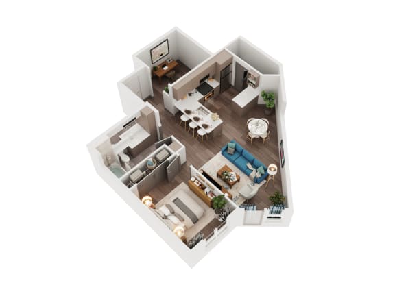 Floor Plan  Voda Apartments 3D Floorplan 1D-2